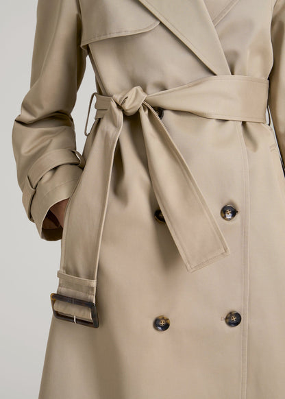 Relaxed Trench Coat for Tall Women in Light Khaki