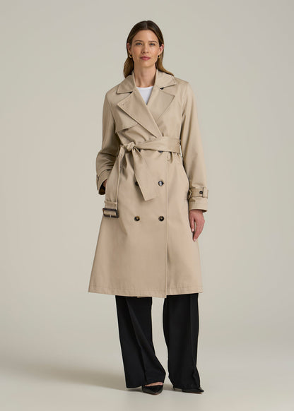Relaxed Trench Coat for Tall Women in Light Khaki