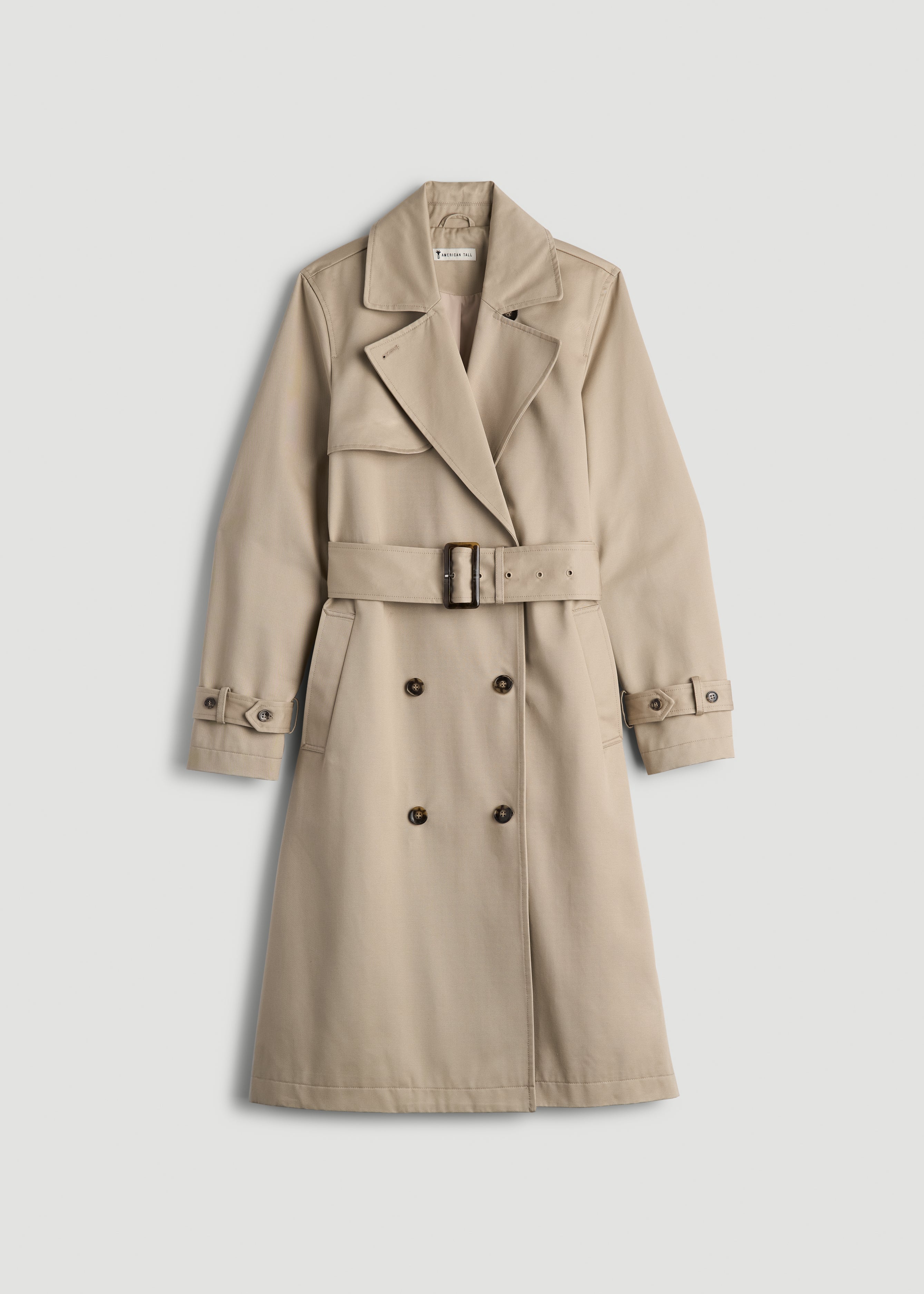 Relaxed Trench Coat for Tall Women in Light Khaki