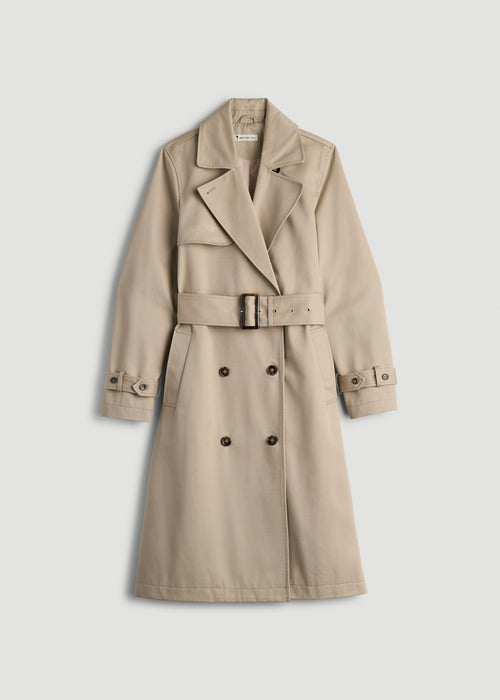Relaxed Trench Coat for Tall Women in Light Khaki