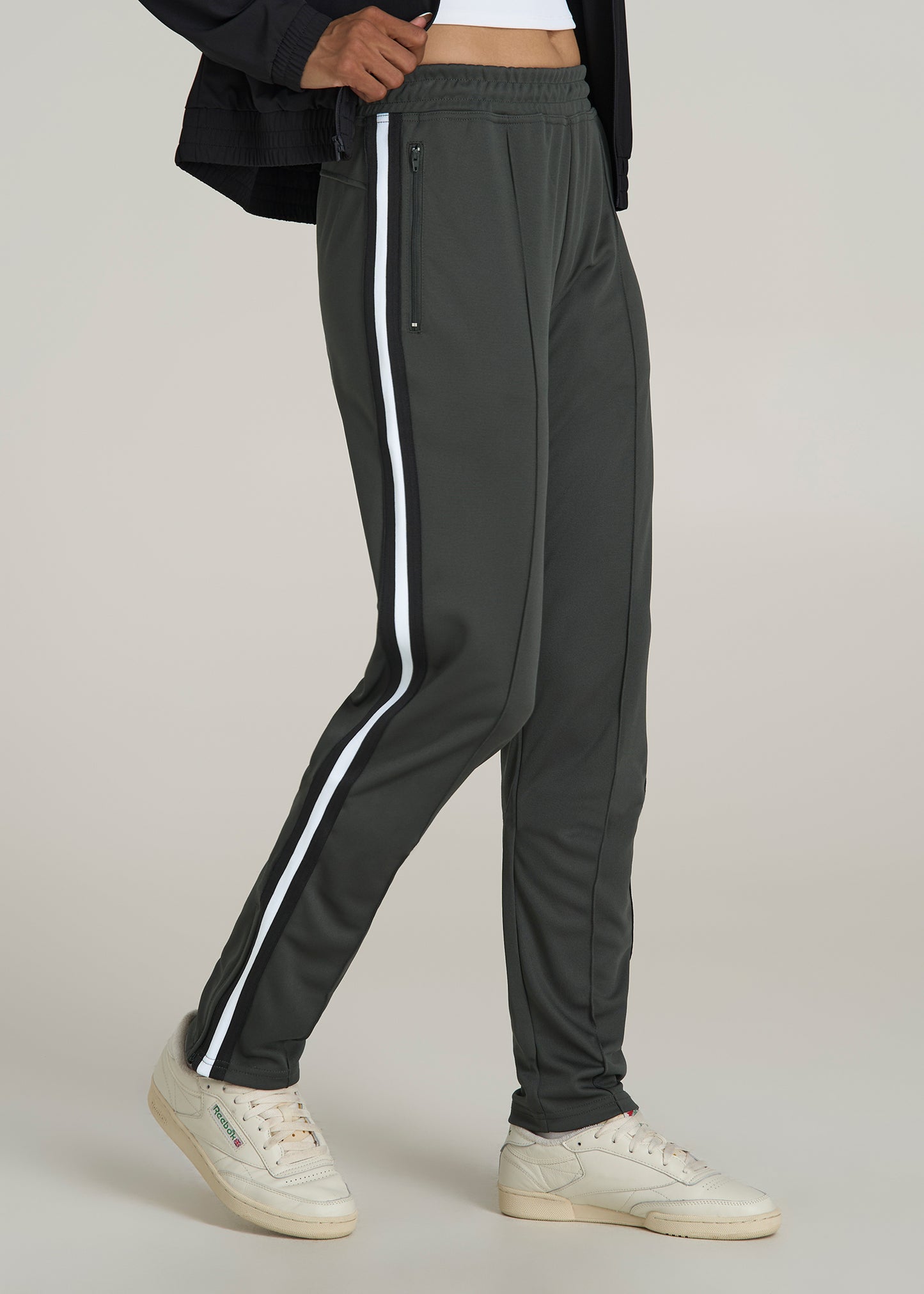 Athletic Stripe Pants for Tall Women in Pine Grove and Black