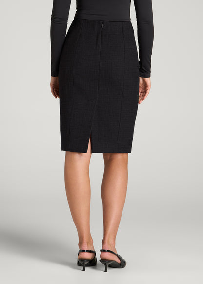Tweed Pencil Skirt for Tall Women in Black