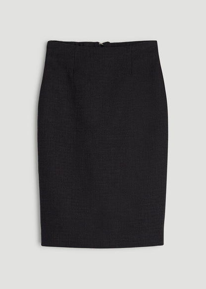 Tweed Pencil Skirt for Tall Women in Black