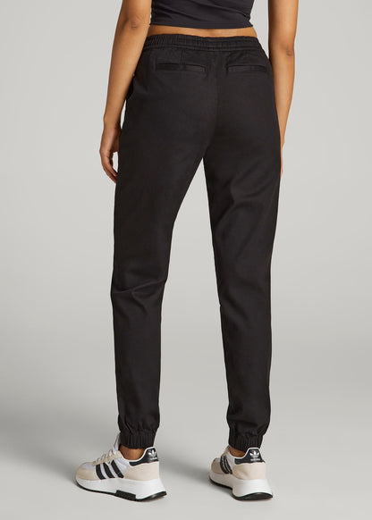 Twill Jogger Pants for Tall Women in Black