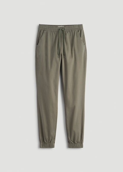 Twill Jogger Pants for Tall Women in Olive