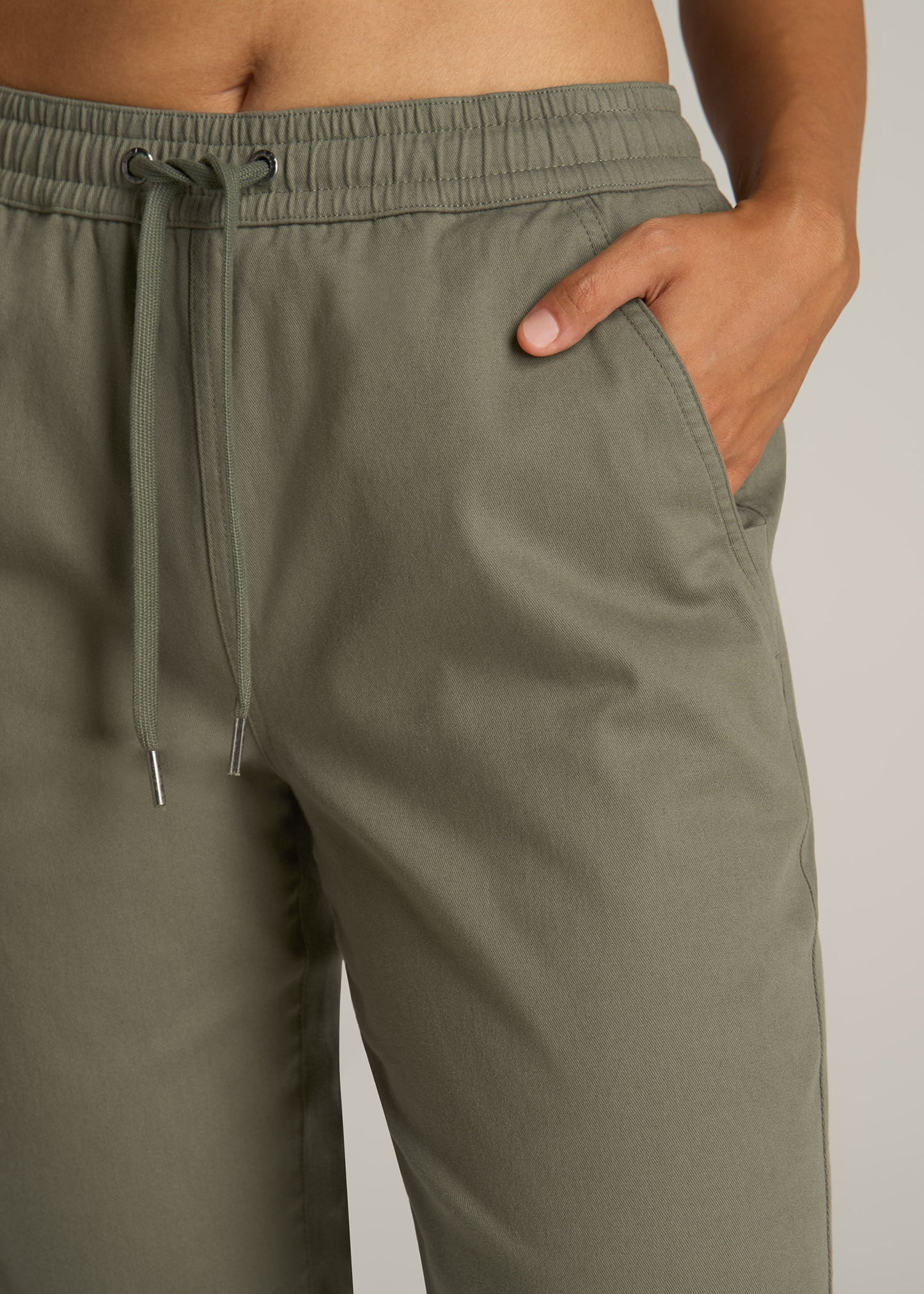 American-Tall-Women-Twill-Jogger-Pant-Olive-detail