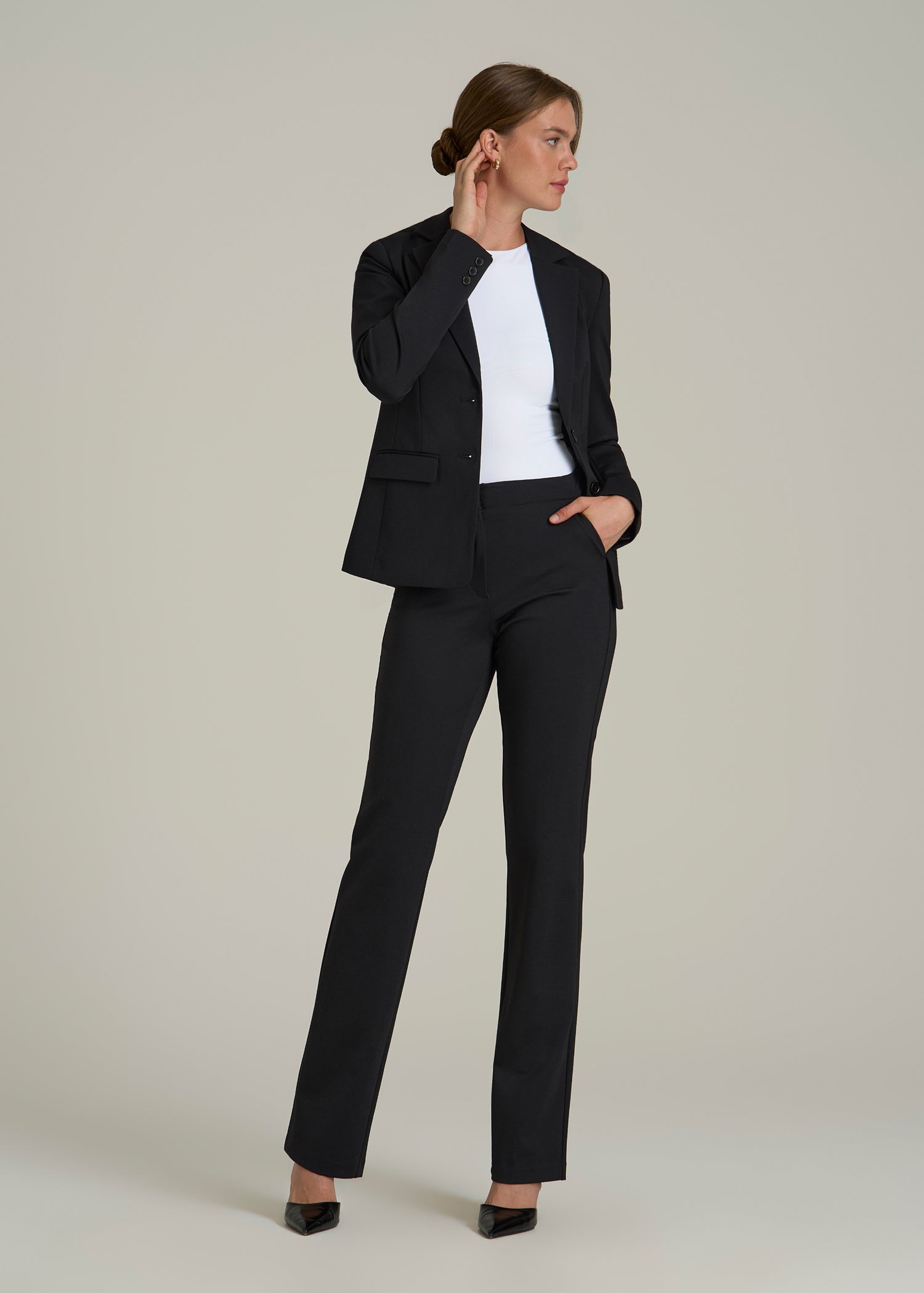 SLIM-FIT Two Button Blazer for Tall Women in Black