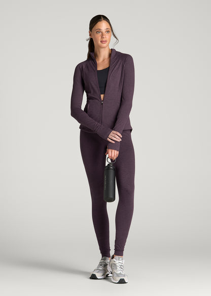Ultra Soft Athletic Zip Up Jacket for Tall Women in Aubergine Mix