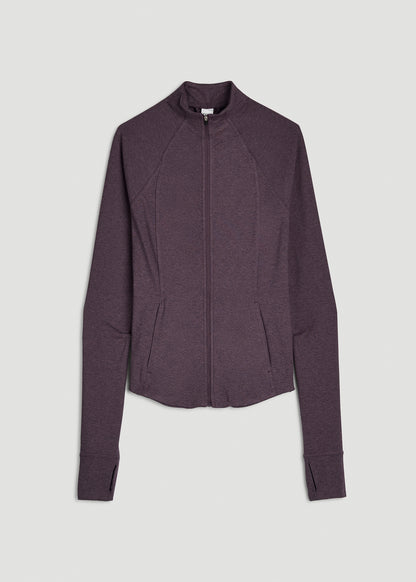 Ultra Soft Athletic Zip Up Jacket for Tall Women in Aubergine Mix
