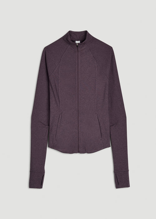 Ultra Soft Athletic Zip Up Jacket for Tall Women in Aubergine Mix