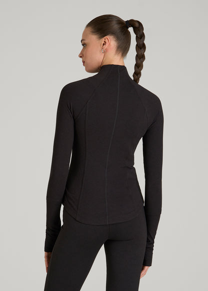 Ultra Soft Athletic Zip Up Jacket for Tall Women in Black Mix
