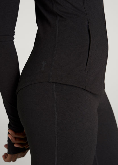 Ultra Soft Athletic Zip Up Jacket for Tall Women in Black Mix
