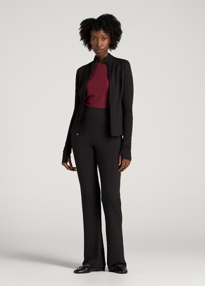 Ultra Soft Athletic Zip Up Jacket for Tall Women in Black Mix