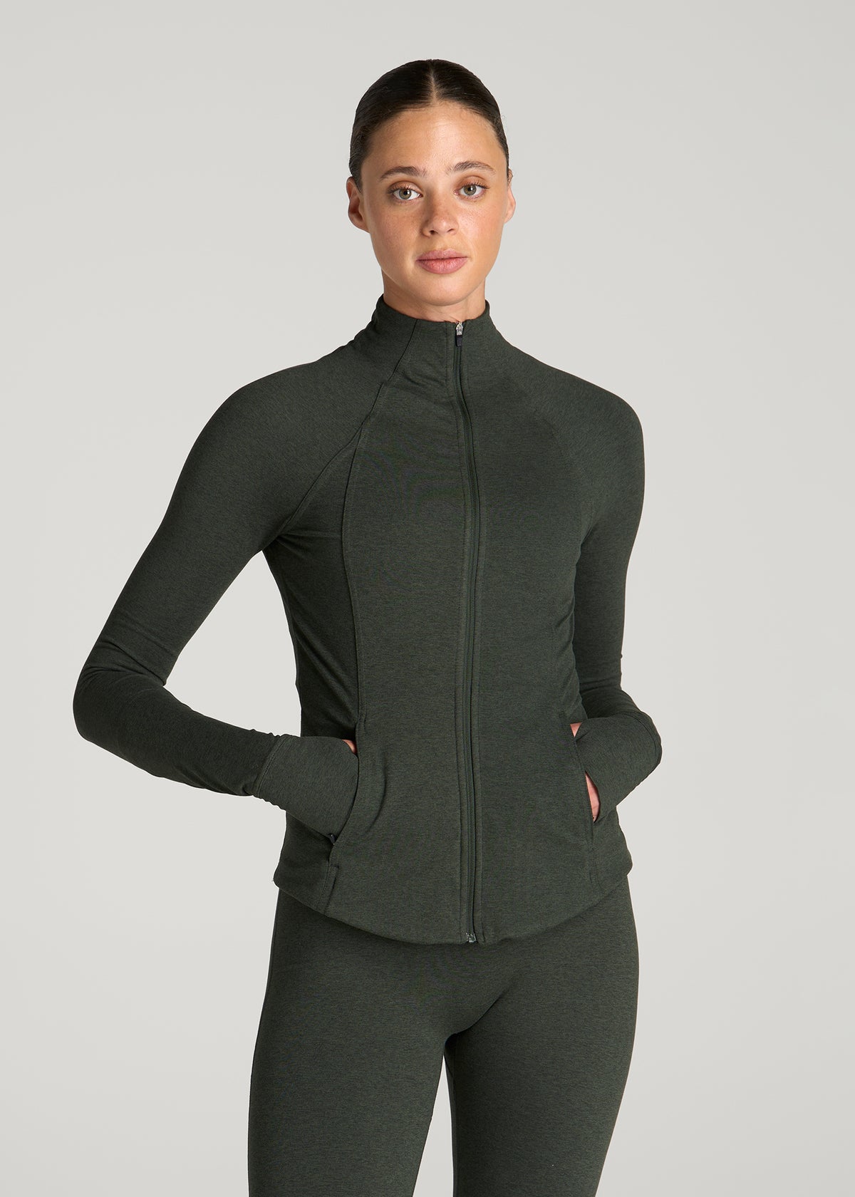 Ultra Soft Athletic Zip Up Jacket for Tall Women in Boreal Forest Mix