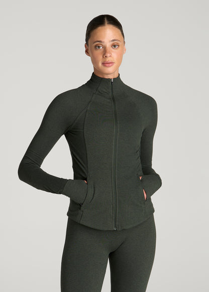 Ultra Soft Athletic Zip Up Jacket for Tall Women in Boreal Forest Mix