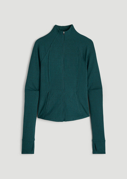 Ultra Soft Athletic Zip Up Jacket for Tall Women in Deep Teal Mix