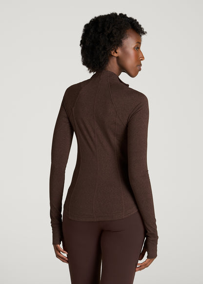 Ultra Soft Athletic Zip Up Jacket for Tall Women in Espresso Mix