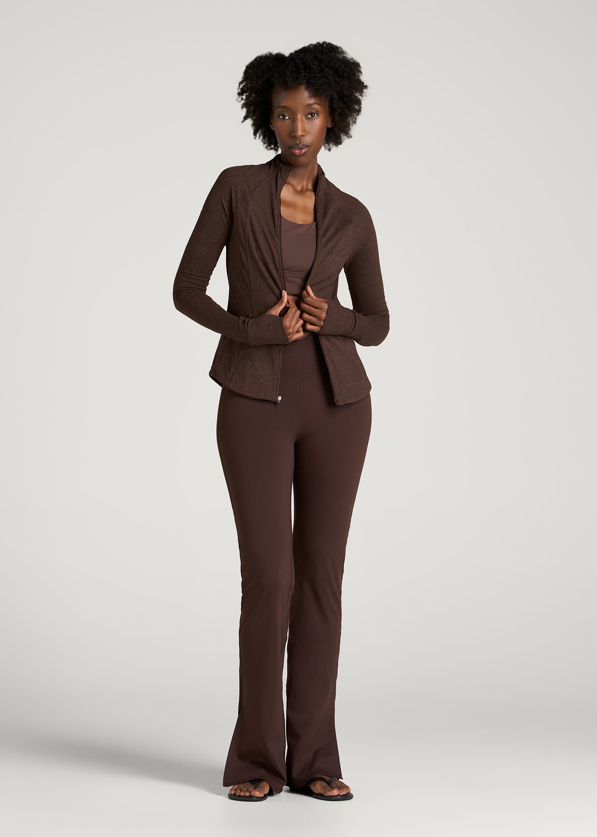 Ultra Soft Athletic Zip Up Jacket for Tall Women in Espresso Mix