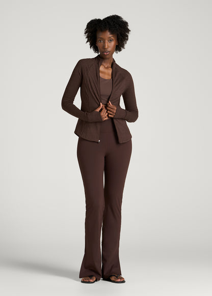 Ultra Soft Athletic Zip Up Jacket for Tall Women in Espresso Mix