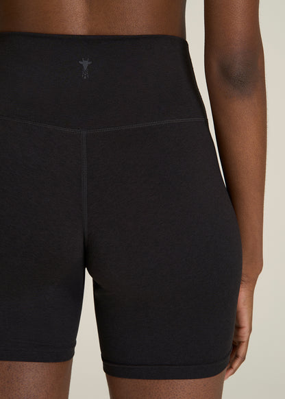 Ultra Soft High Rise Bike Shorts for Tall Women in Black Mix