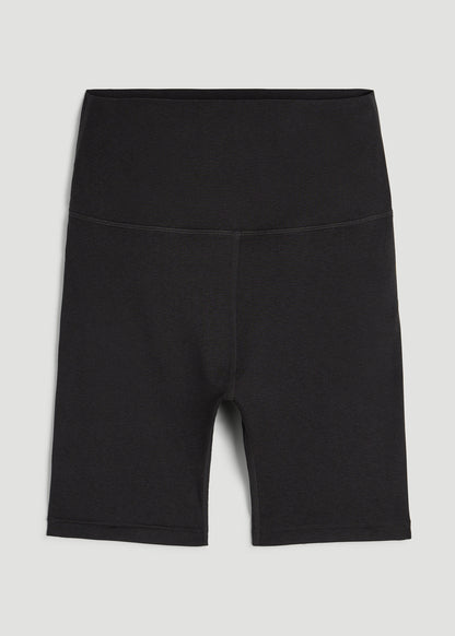 Ultra Soft High Rise Bike Shorts for Tall Women in Black Mix