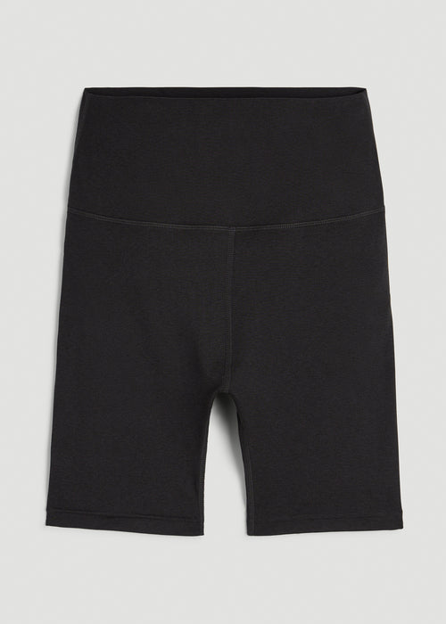 Ultra Soft High Rise Bike Shorts for Tall Women in Black Mix