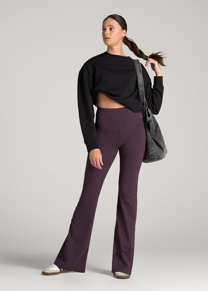 Ultra Soft Flare Yoga Pants for Tall Women in Aubergine Mix