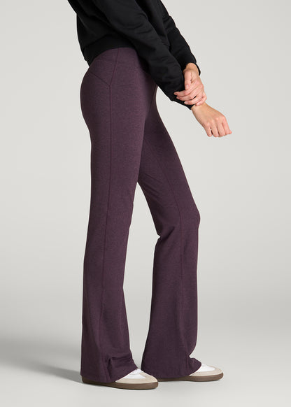 Ultra Soft Flare Yoga Pants for Tall Women in Aubergine Mix