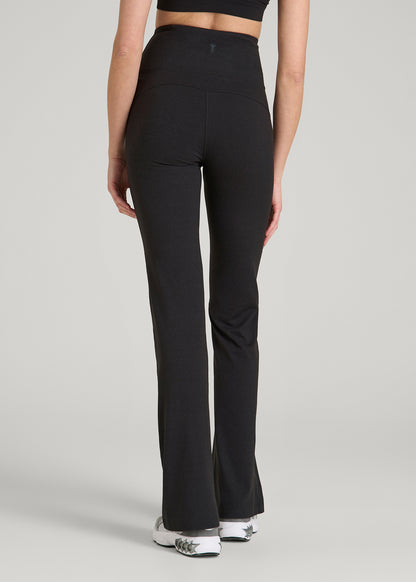 Ultra Soft High Rise Flare Yoga Pants for Tall Women in Black Mix