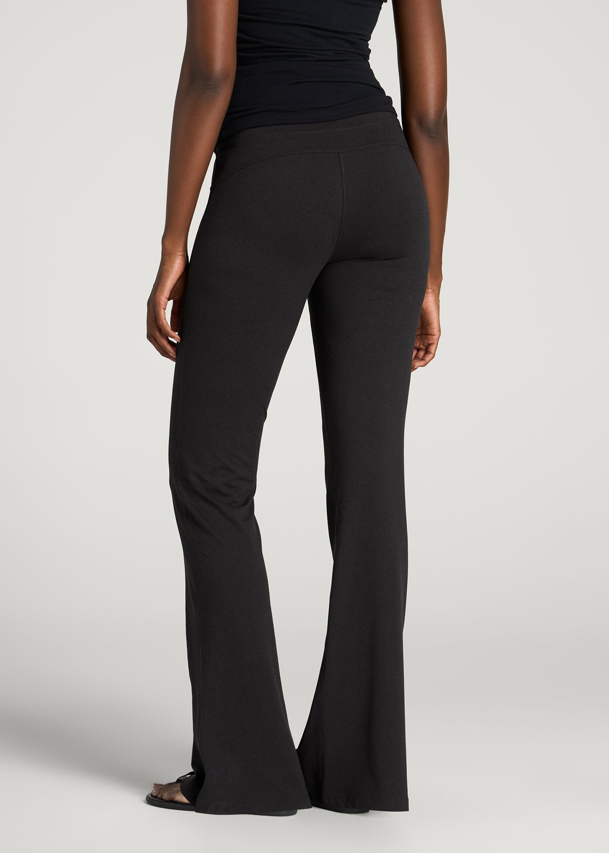 Ultra Soft High Rise Flare Yoga Pants for Tall Women in Black Mix