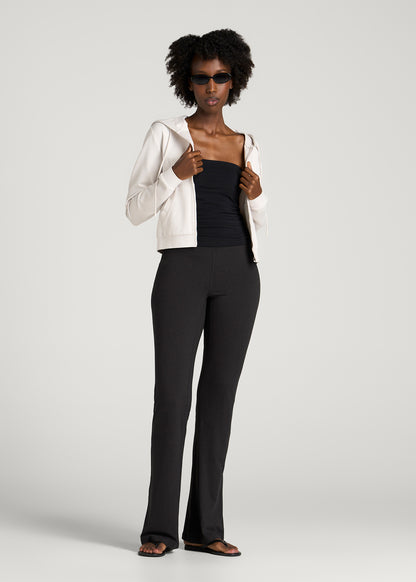 Ultra Soft High Rise Flare Yoga Pants for Tall Women in Black Mix