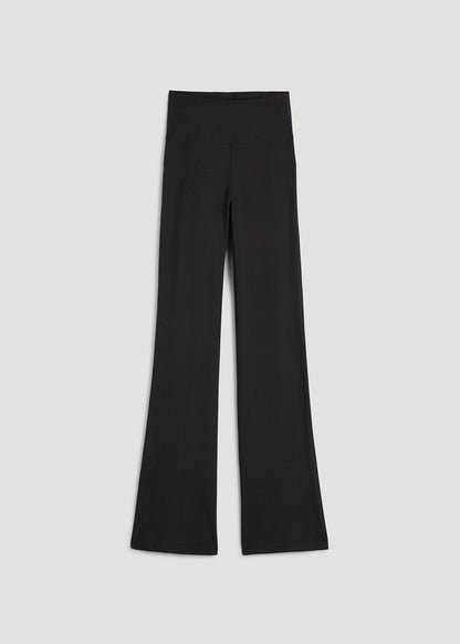 Ultra Soft High Rise Flare Yoga Pants for Tall Women in Black Mix