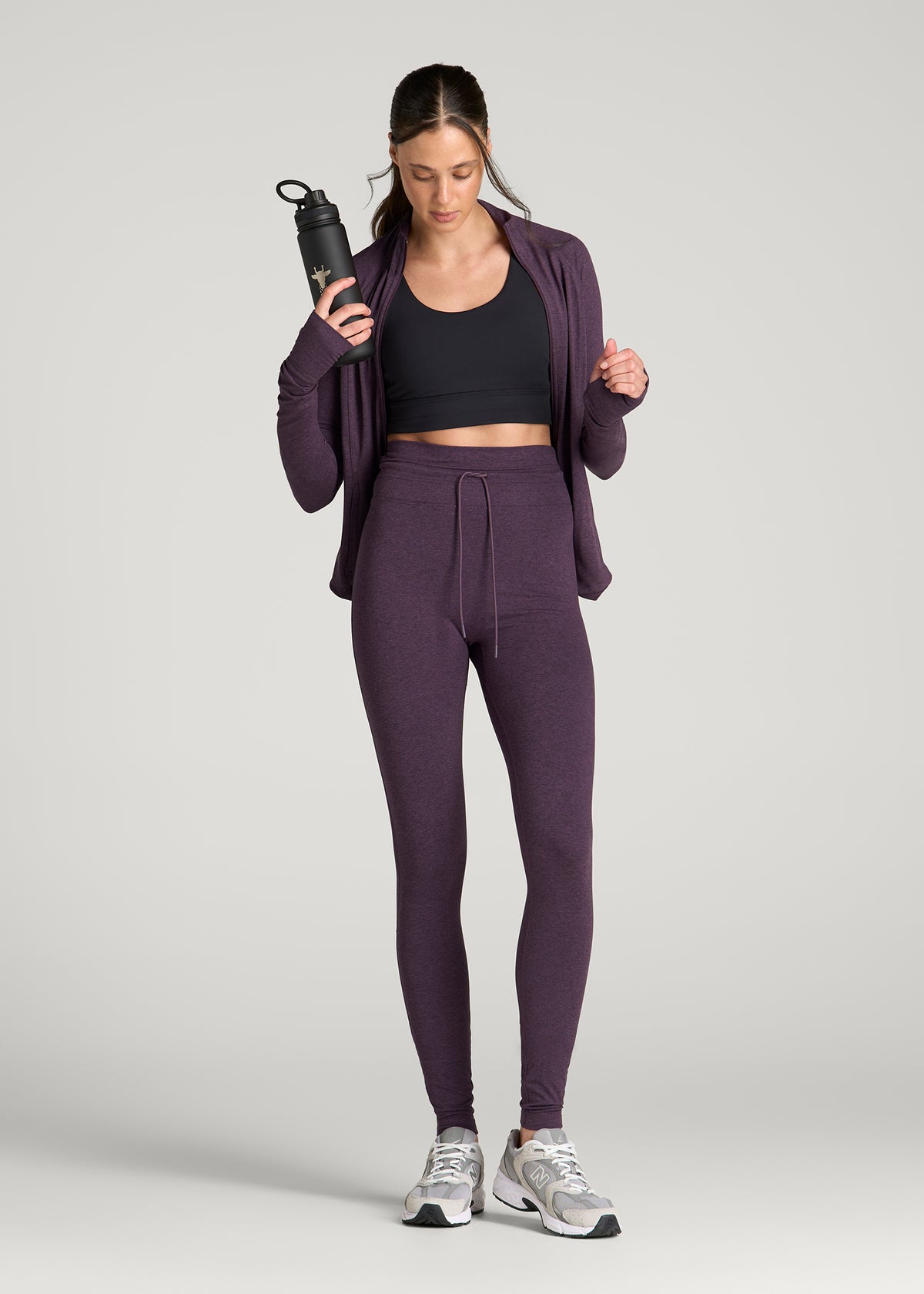 Ultra Soft Yoga Leggings for Tall Women in Aubergine Mix