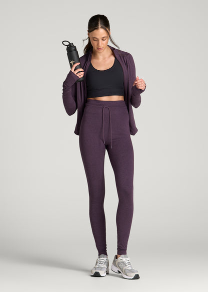 Ultra Soft Yoga Leggings for Tall Women in Aubergine Mix