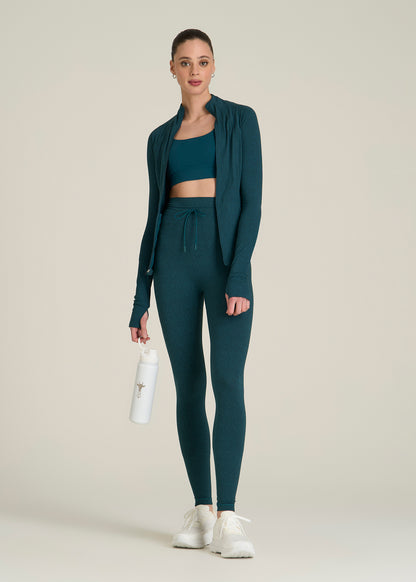 Ultra Soft Yoga Leggings for Tall Women in Deep Teal Mix