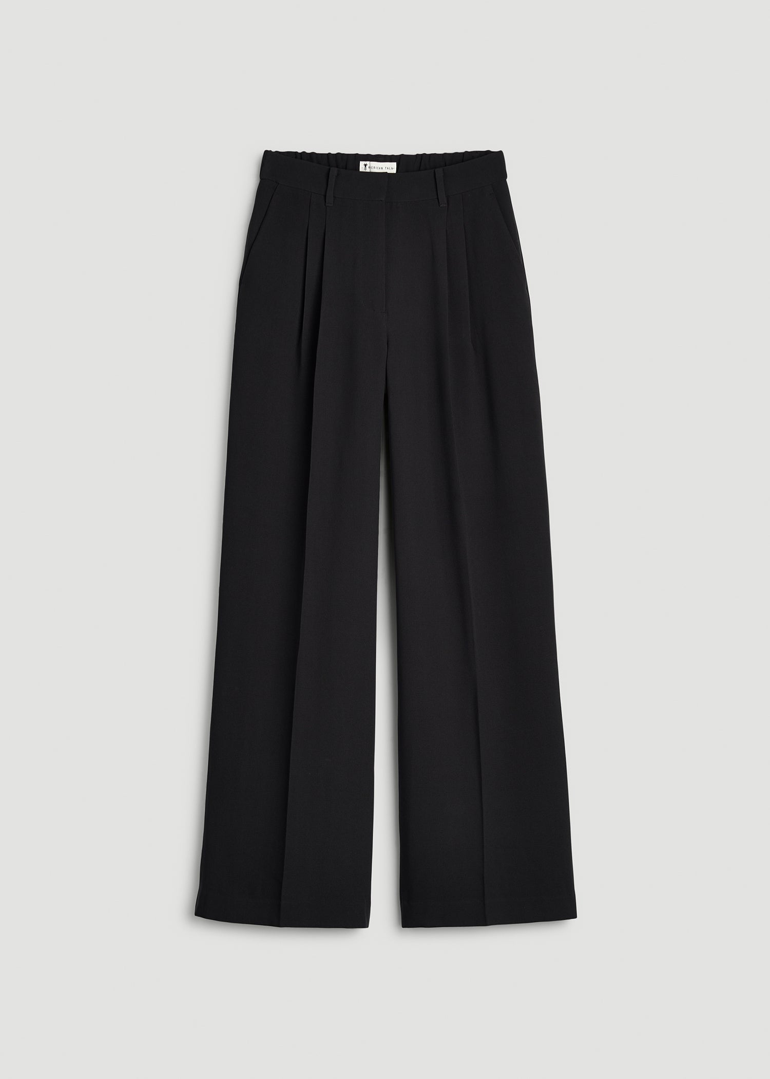 Ultra Wide Crepe Pleated Dress Pants for Tall Women in Black