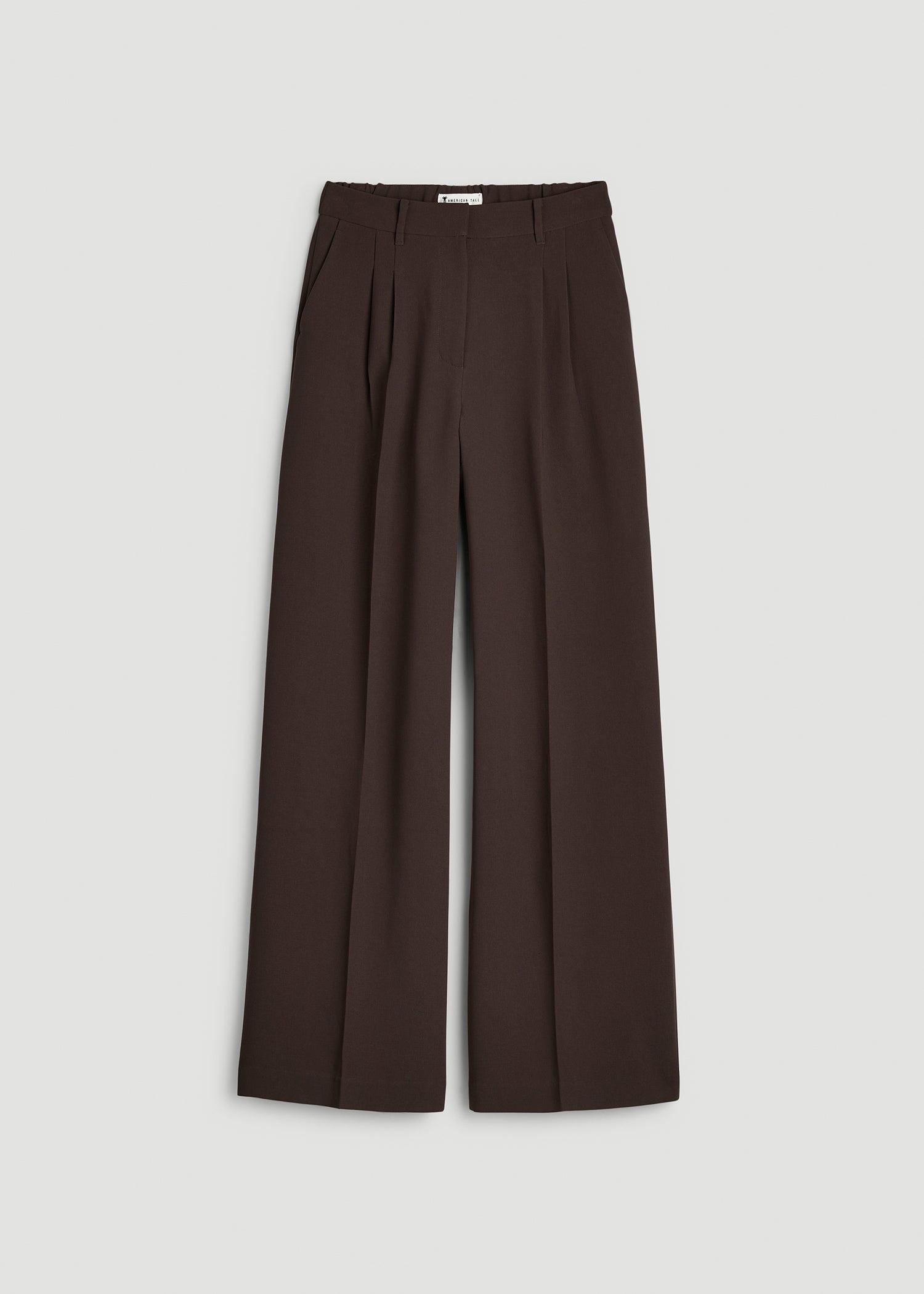 Ultra Wide Crepe Pleated Dress Pants for Tall Women in Espresso