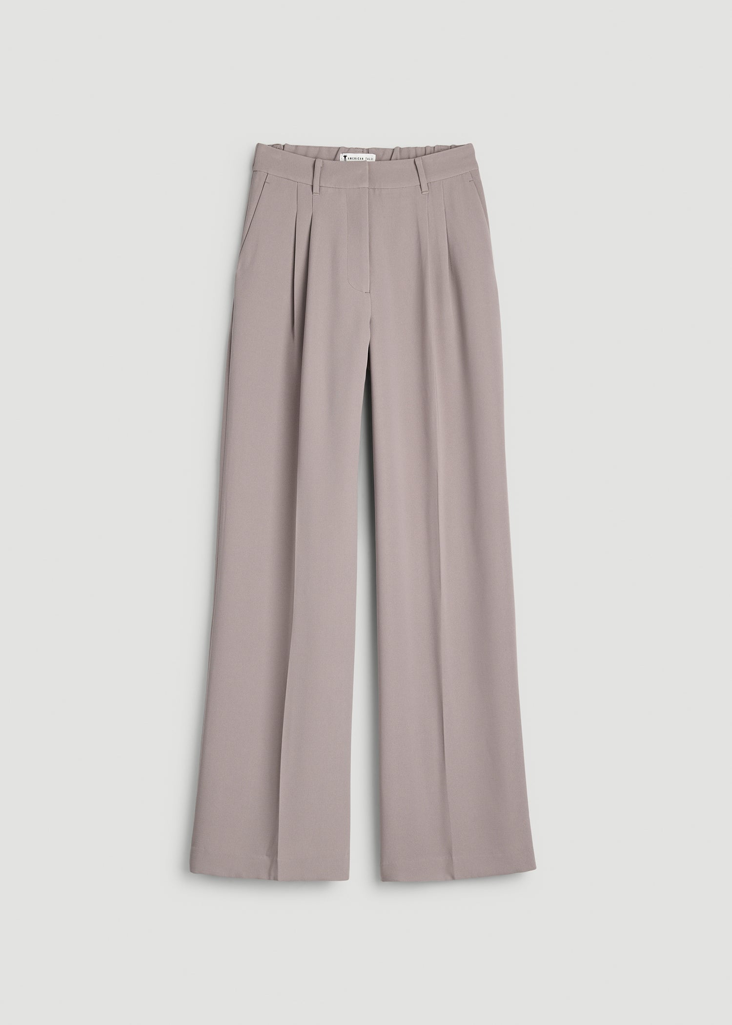 Ultra Wide Crepe Pleated Dress Pants for Tall Women in Moon Rock