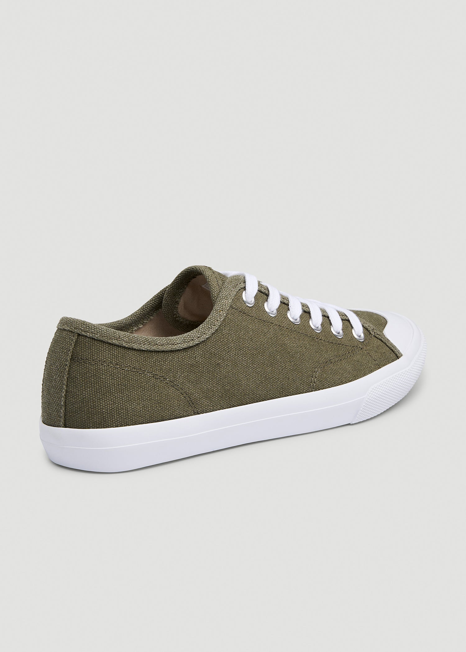 Vulcanized Canvas Sneaker for Tall Women in Deep Lichen Green