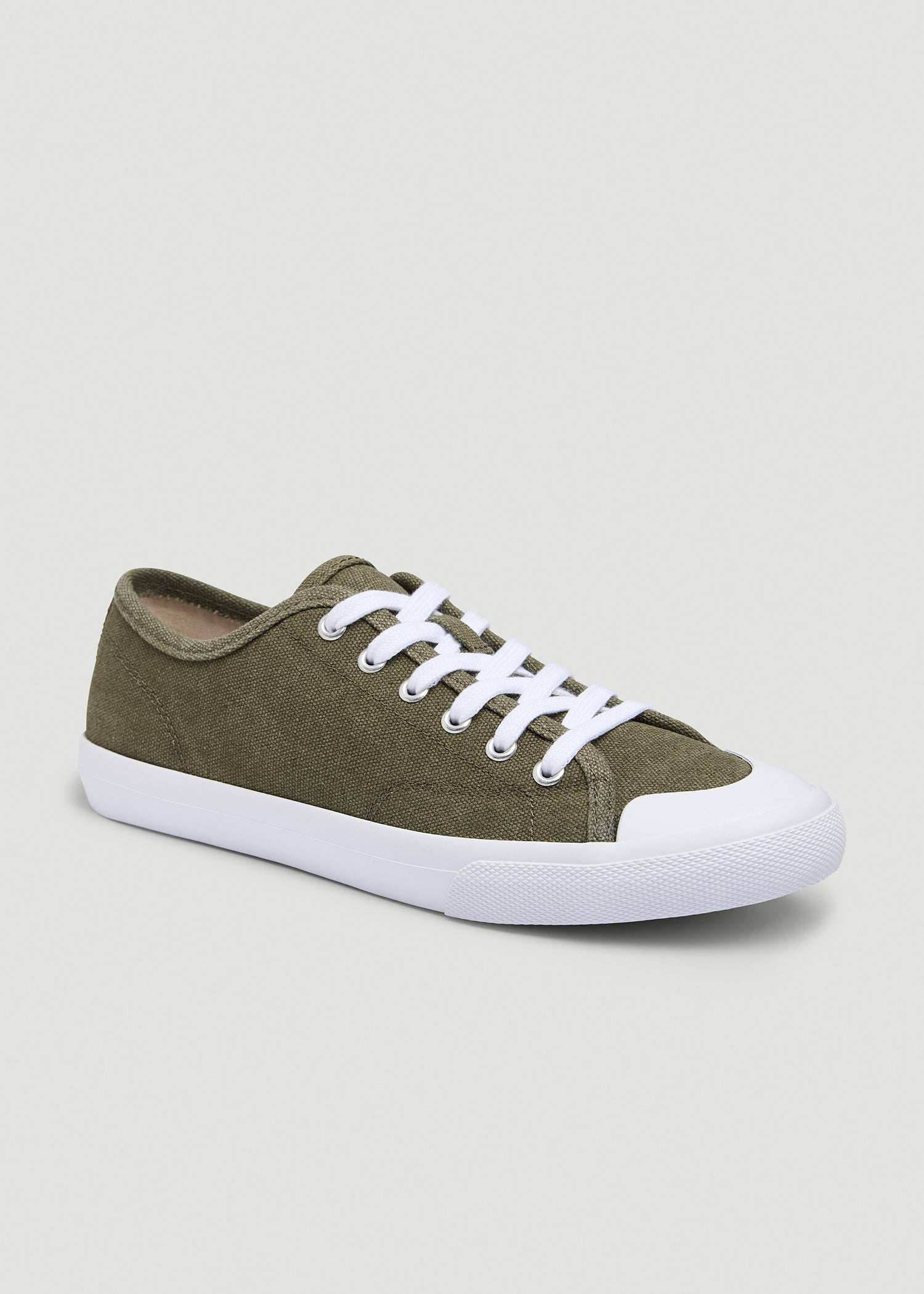 Vulcanized Canvas Sneaker for Tall Women in Deep Lichen Green