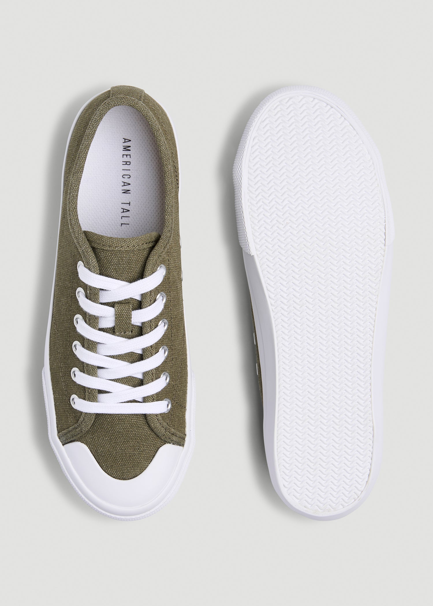 Vulcanized Canvas Sneaker for Tall Women in Deep Lichen Green
