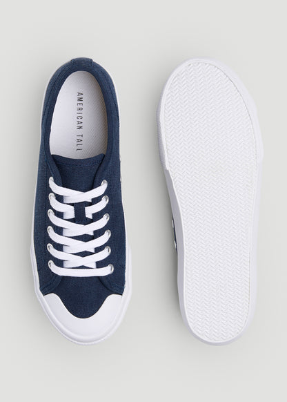 Vulcanized Canvas Sneaker for Tall Women in Patriot Blue