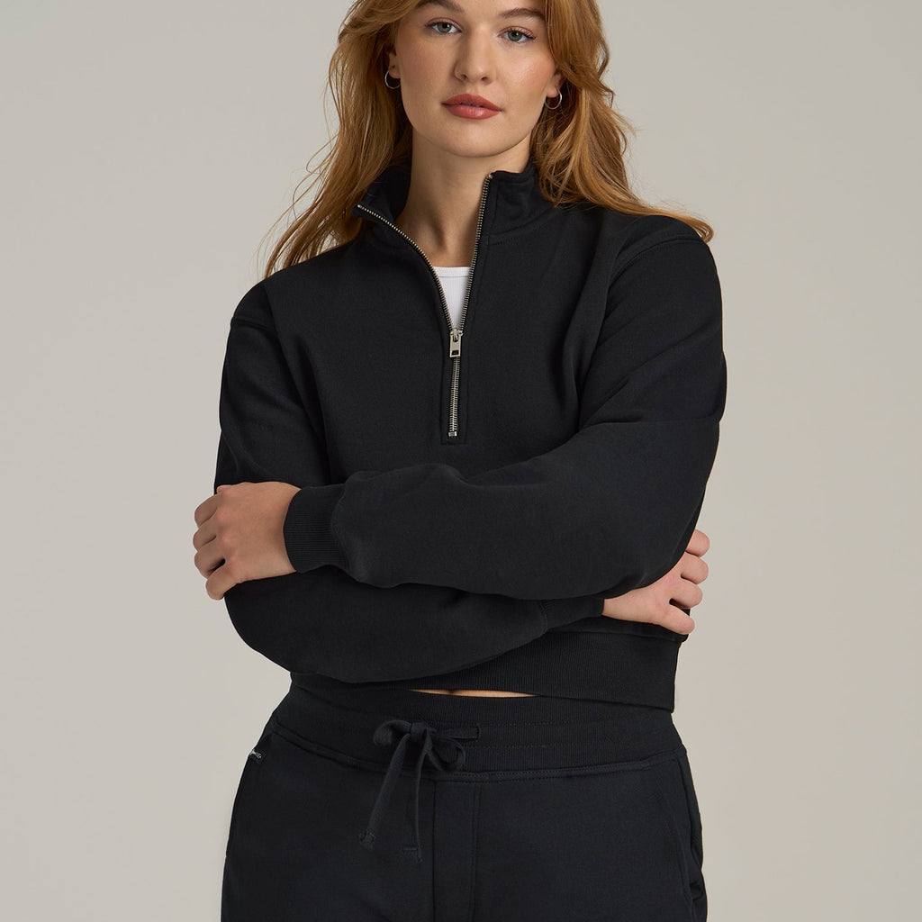 Wearever Cropped Half-Zip Women's Tall Sweatshirt American Tall