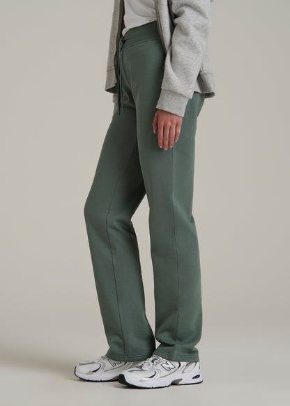 Wearever Fleece Open-Bottom Sweatpants for Tall Women in Balsam Green