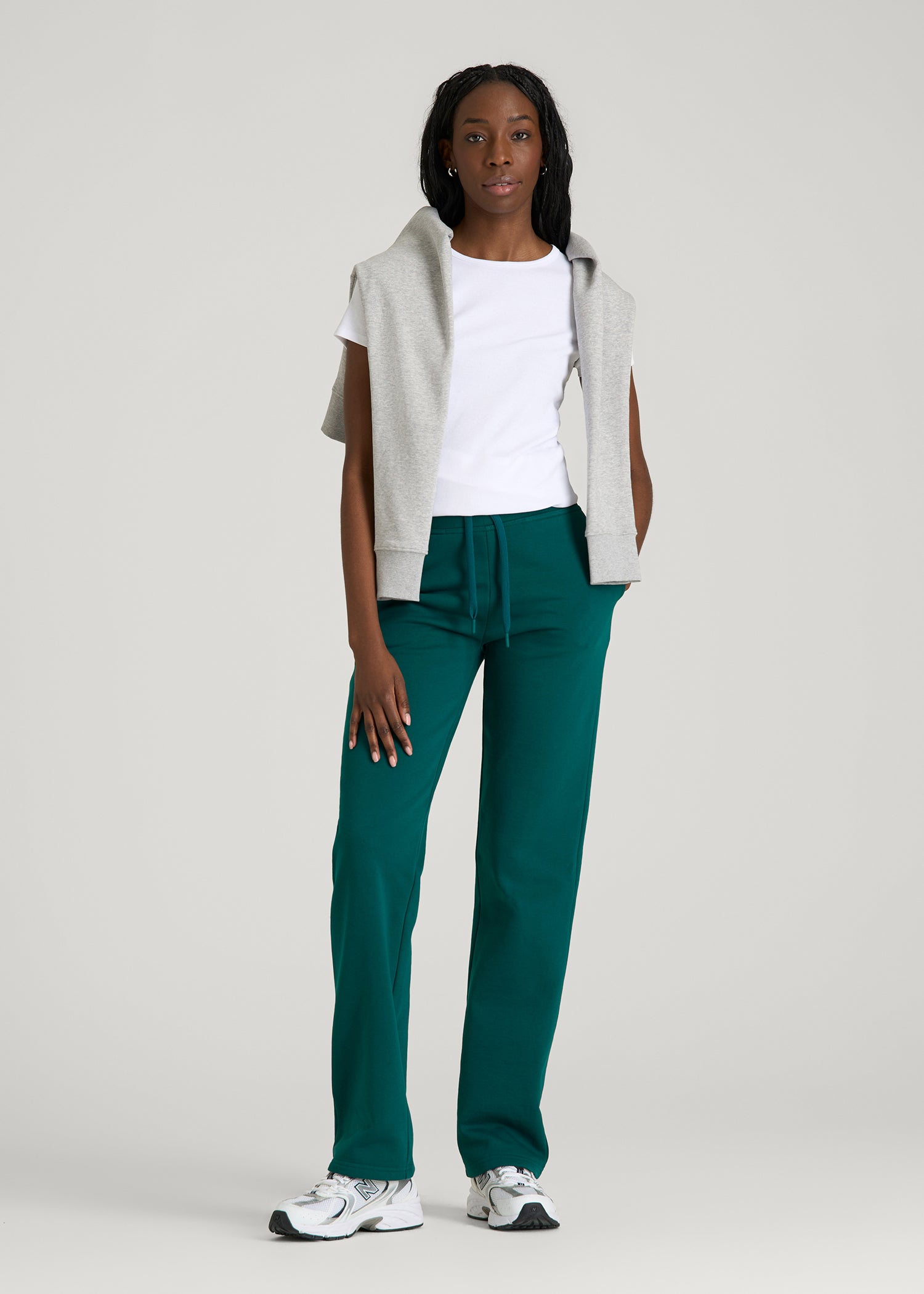 Wearever Fleece Open-Bottom Sweatpants for Tall Women in Deep Teal