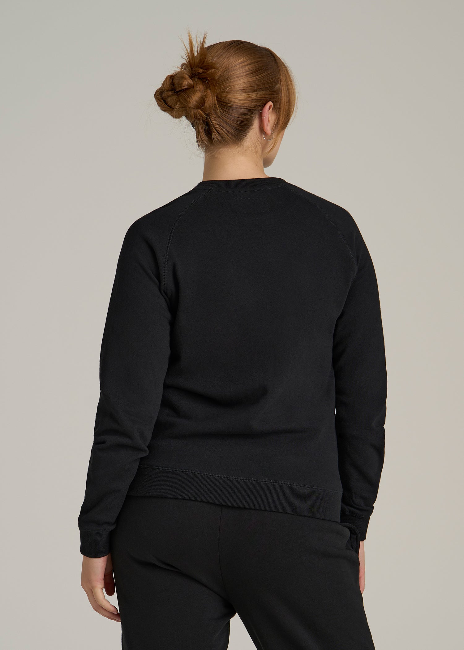 Wearever French Terry Crewneck Sweatshirt for Tall Women in Black