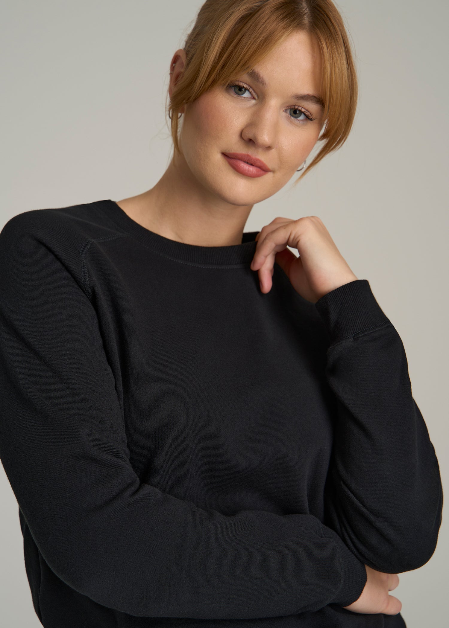 Wearever French Terry Crewneck Sweatshirt for Tall Women in Black
