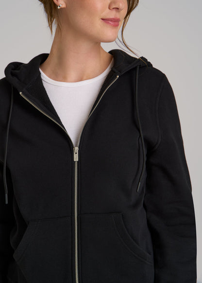 Wearever Fleece Full-Zip Hoodie for Tall Women in Black