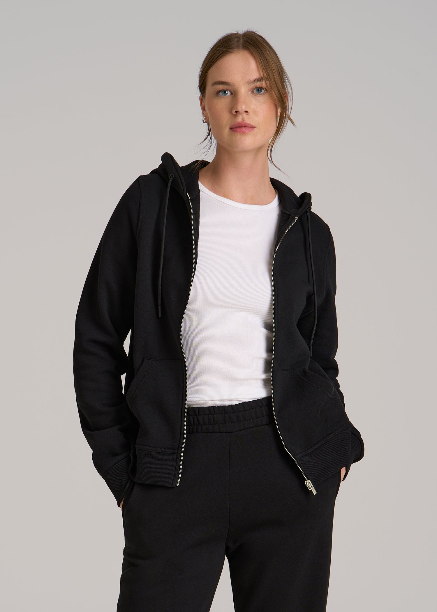 Wearever Fleece Full-Zip Hoodie for Tall Women in Black