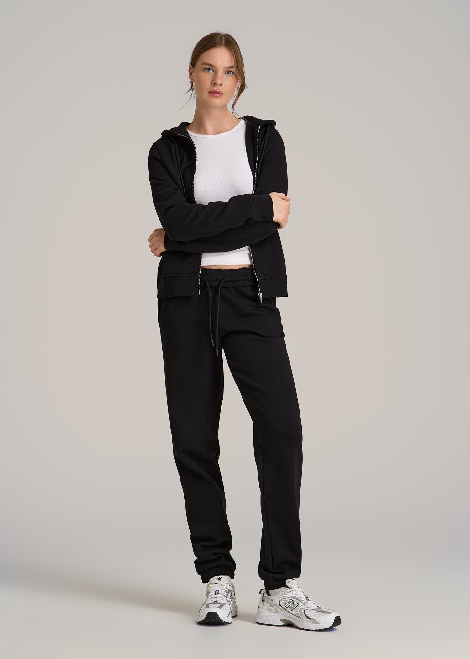 Wearever Fleece Full-Zip Hoodie for Tall Women in Black